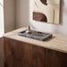 Meridian Furniture Nolan genuine travertine tray with sleek rectangular design, perfect for serving or decorative use.