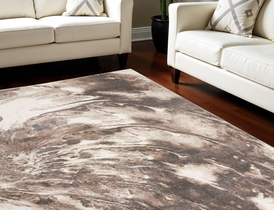 8' X 10' Modern Abstract Power Loom Area Rug - Tan