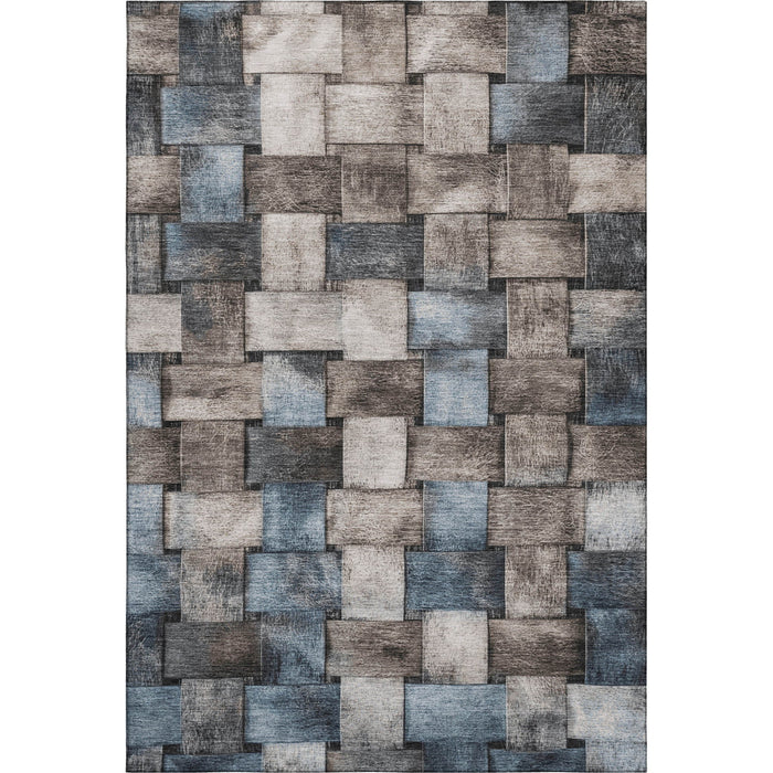 10' X 14' Striped Washable Area Rug With UV Protection (710250) - Taupe / Blue