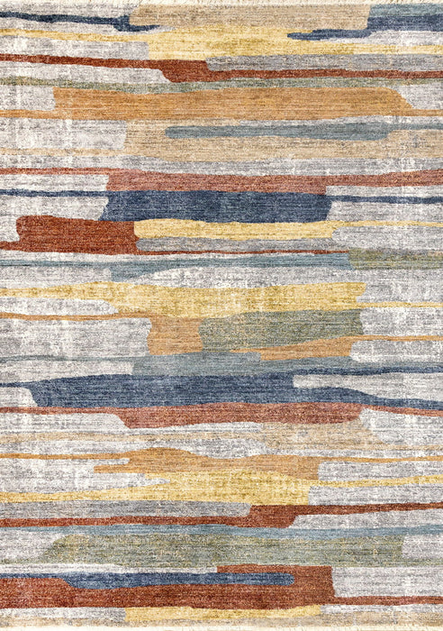 8' X 10' Abstract Area Rug (660332) - Gray / Blue / Yellow
