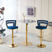Set of 2 Giga modern bar stools with iron tube legs, soft cushions, and comfortable backrests, ideal for kitchen or bar area.