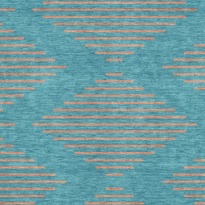 10' X 14' Geometric Washable Area Rug With UV Protection (679864) - Teal / Peach