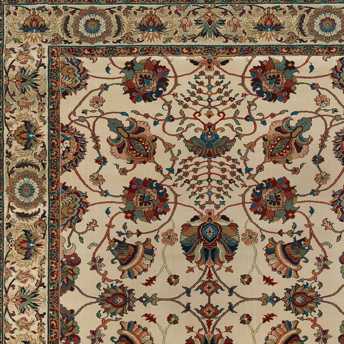 7' X 10' Floral Area Rug - Ivory And Red
