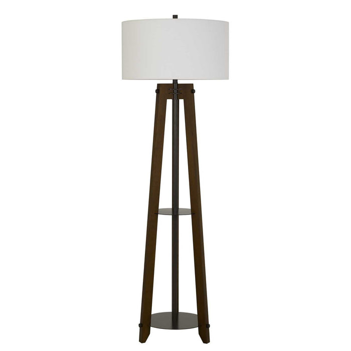 Tripod Floor Lamp With White Rectangular Shade - Brown