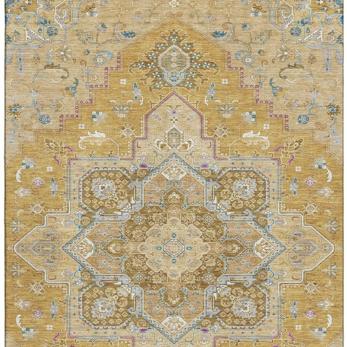 10' X 14' Oriental Washable Area Rug With UV Protection (681311) - Gold / Blue / Gray