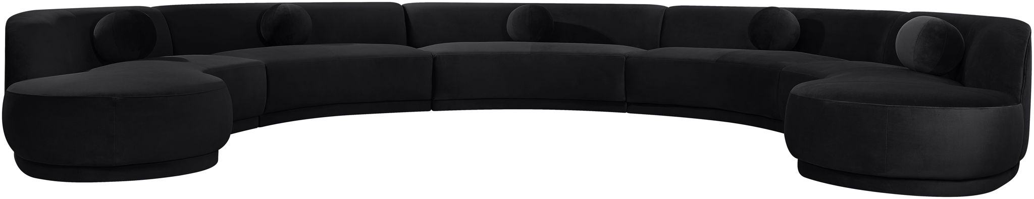 Meridian Furniture Avra 192-inch velvet performance fabric upholstered sectional sofa in a modern stationary sectional design