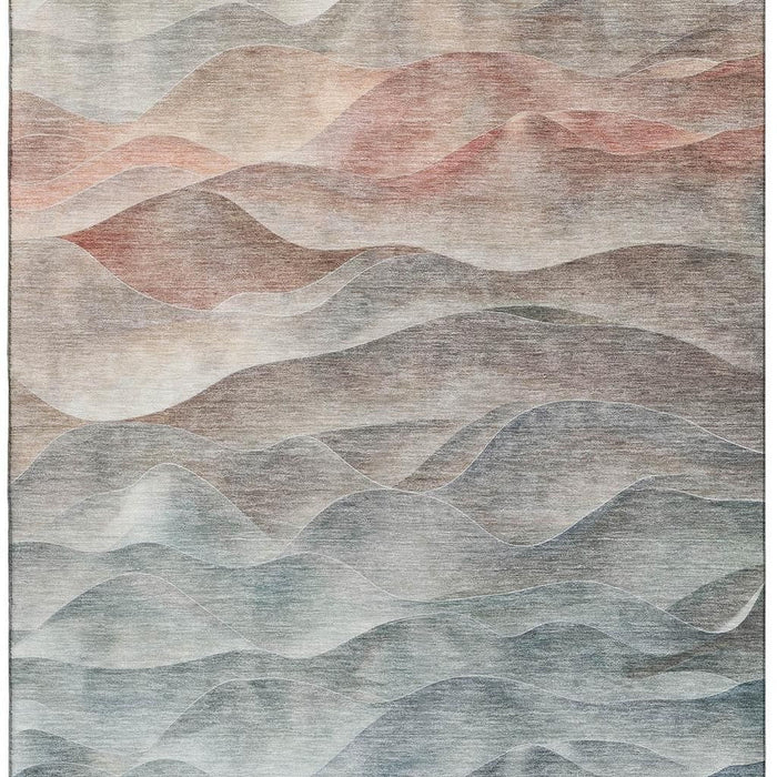 10' X 14' Abstract Washable Area Rug With UV Protection (694797) - Teal / Ivory / Salmon
