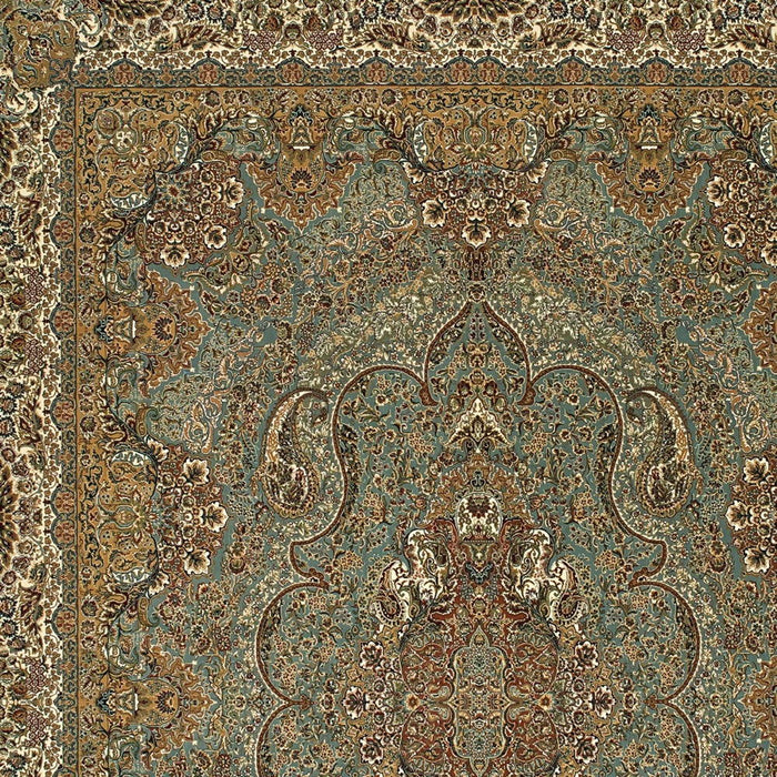 10' X 13' Medallion Area Rug With Fringe - Blue And Gold
