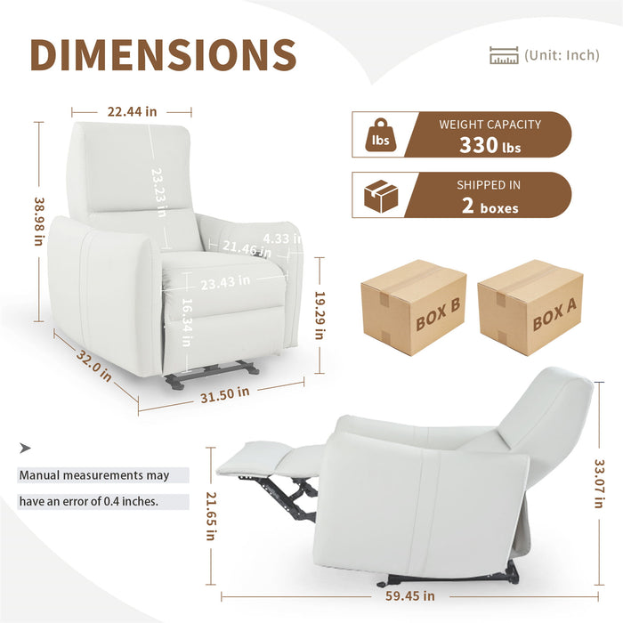 Giga Wall Hugger Power Recliner Chair with USB Type-C port, featuring plush cushioning and modern design in a living room setting.