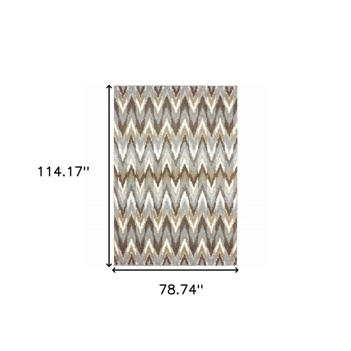 7' x 10' Ikat Pattern Area Rug - Gray And Taupe