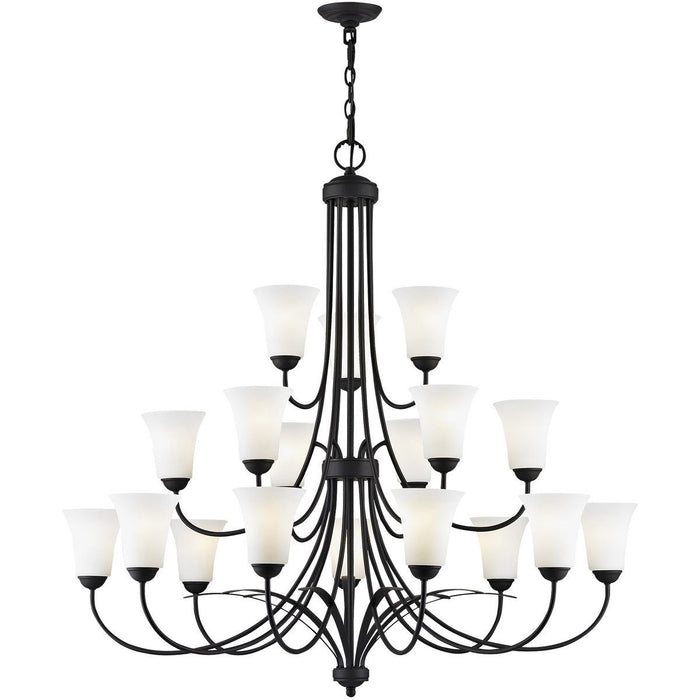 42" Multi Light Dimmable Chandelier With Shades - Black