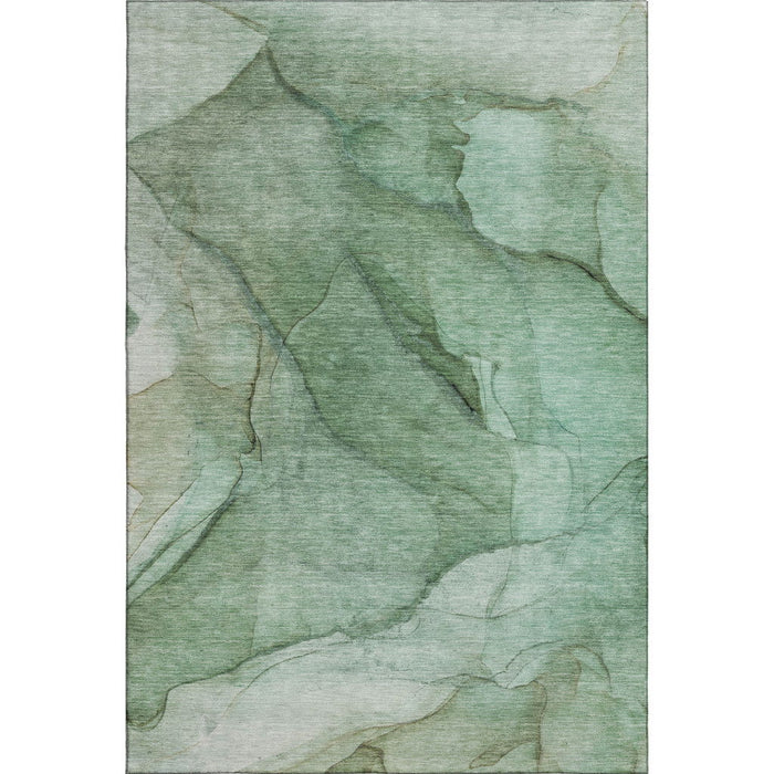 9' X 12' Abstract Washable Area Rug With UV Protection (651099) - Green / Ivory