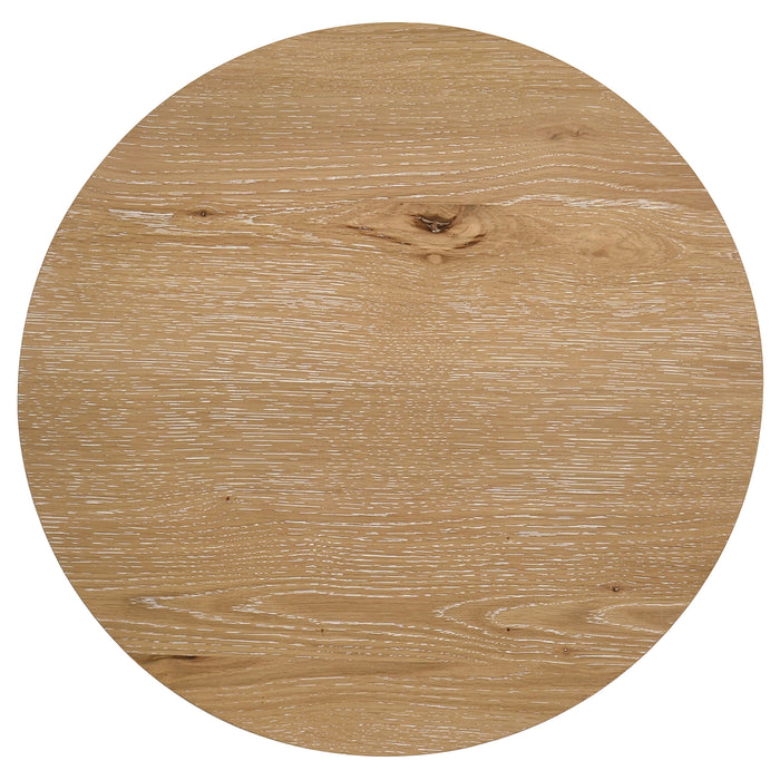 Kessler Round Sculptural Wood End Table Light Oak