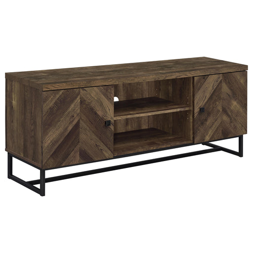 CoasterEssence Myles 60-inch rustic oak TV stand with two doors and engineered wood construction