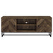 CoasterEssence Myles 60-inch rustic oak TV stand with two doors and engineered wood construction