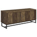 CoasterEssence Myles 60-inch TV stand in rustic oak with two doors and engineered wood construction