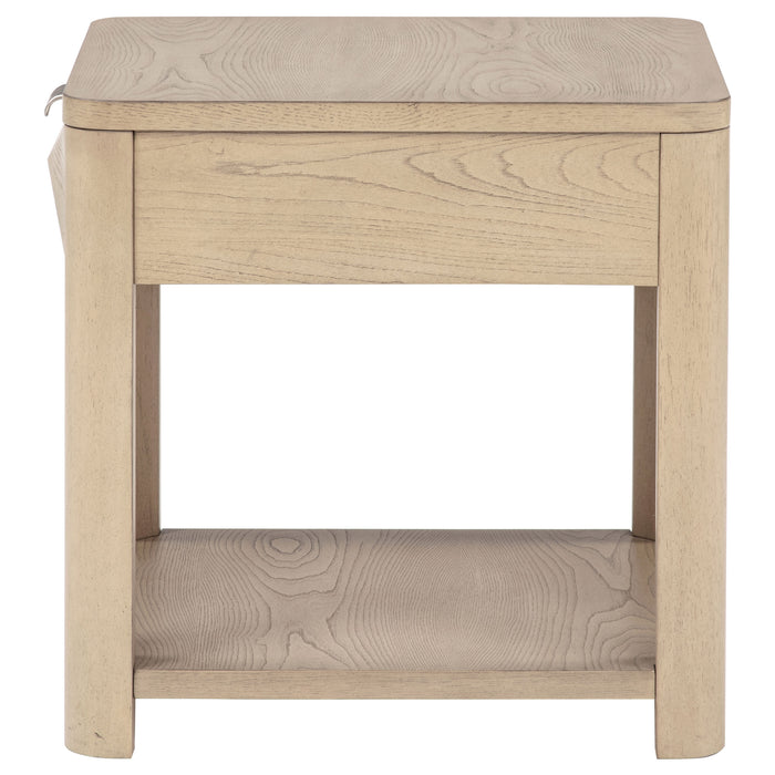 Marcelo Wood End Table with Drawer and Shelf Light Elm