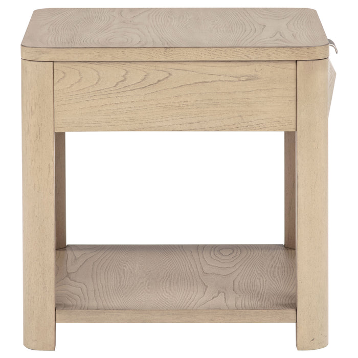 Marcelo Wood End Table with Drawer and Shelf Light Elm