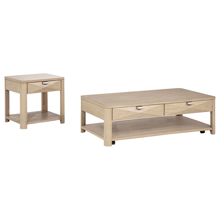 Marcelo 2-piece Coffee Table Set with Storage Light Elm