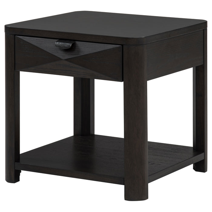 Marcelo Wood End Table with Drawer and Shelf Coffee
