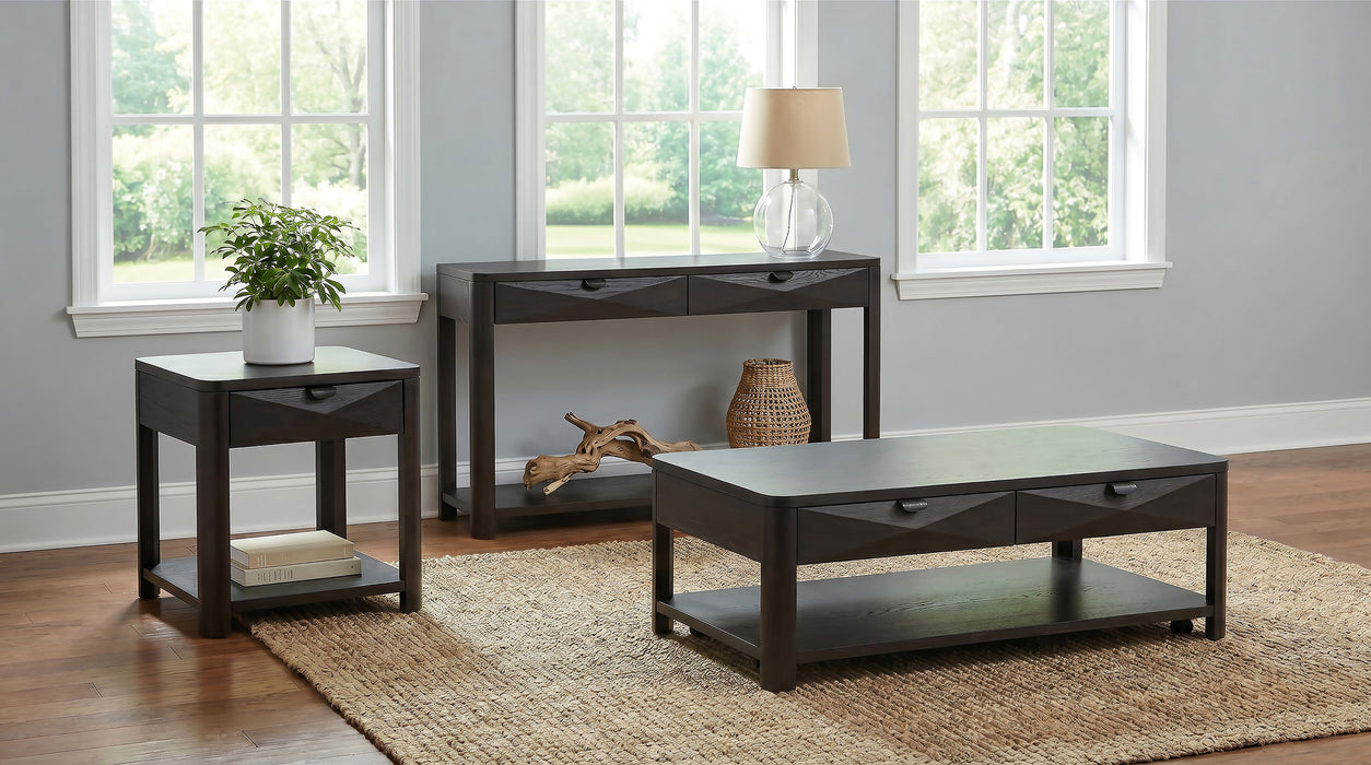 Marcelo Wood Coffee Table with 2 Drawers and Shelf Coffee