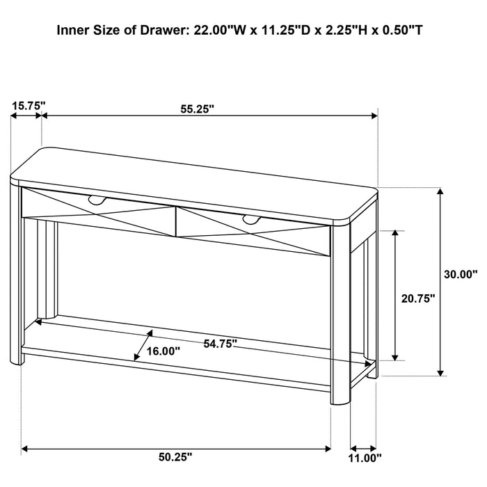 Marcelo Sofa Console Table with 2 Drawers and Shelf Coffee