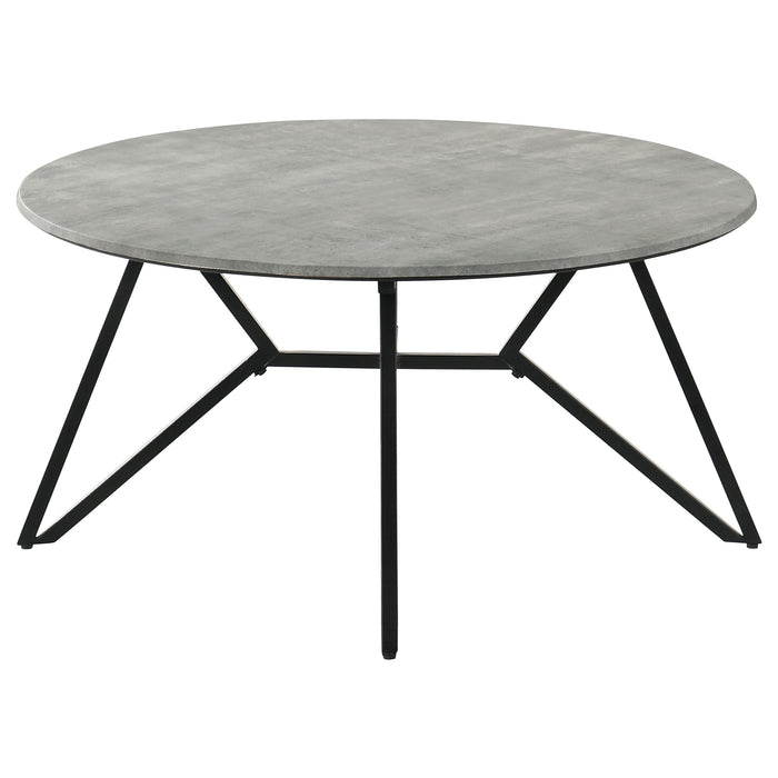 Hadi Round SmartTop Coffee Table Cement and Gunmetal