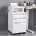 Giga contemporary metal filing cabinet with three drawers, lockable office storage for legal and letter size documents.