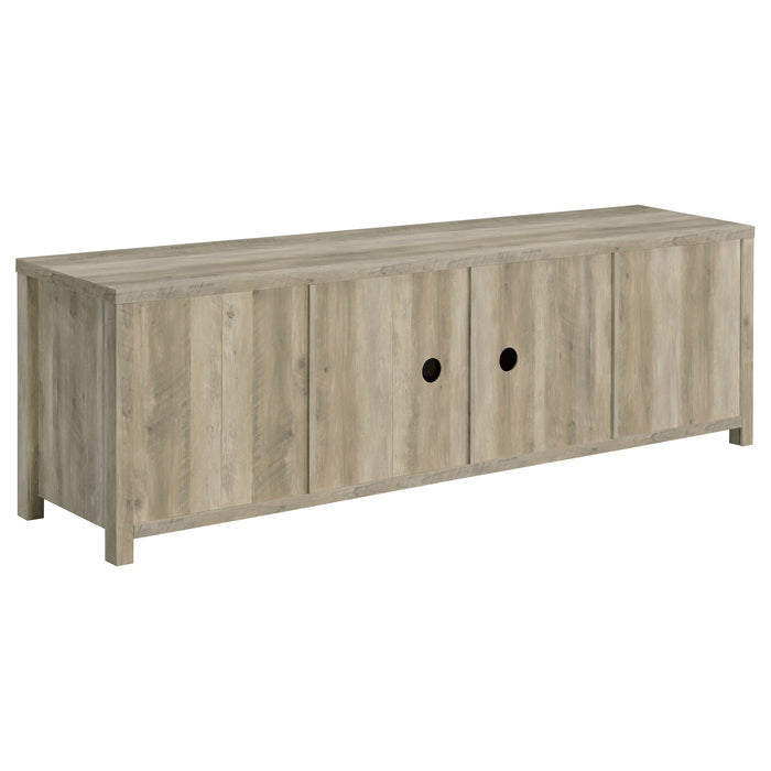 CoasterEssence Madra 2-door 79-inch TV stand in distressed pine engineered wood