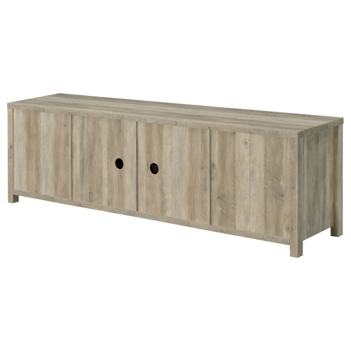 CoasterEssence Madra 2-door 79-inch TV stand in distressed pine engineered wood