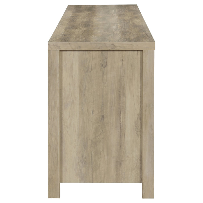 CoasterEssence Madra 2-door 79-inch TV stand in distressed pine engineered wood