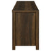 CoasterEssence Madra 2-door 79-inch TV stand in dark pine engineered wood with open shelving