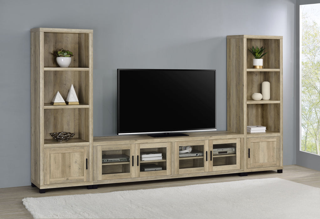 CoasterEveryday Sachin 3-piece antique pine TV entertainment center with ample storage and classic furniture design