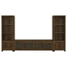 CoasterEveryday Sachin 3-piece dark pine TV entertainment center with shelves and cabinets for modern living room storage.