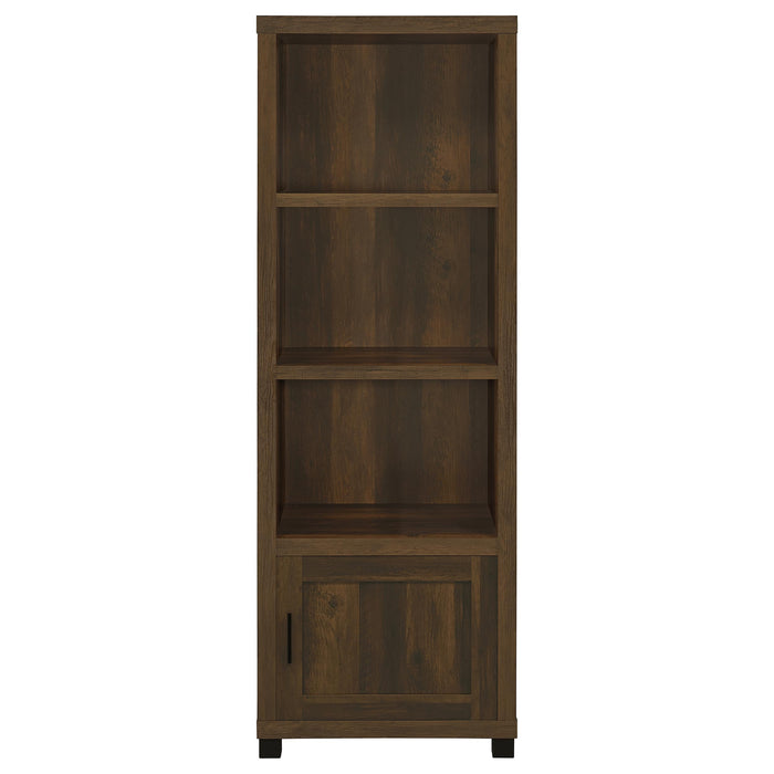 Dark pine 3-piece Sachin TV entertainment center by CoasterEveryday, featuring shelves and compartments for media storage.