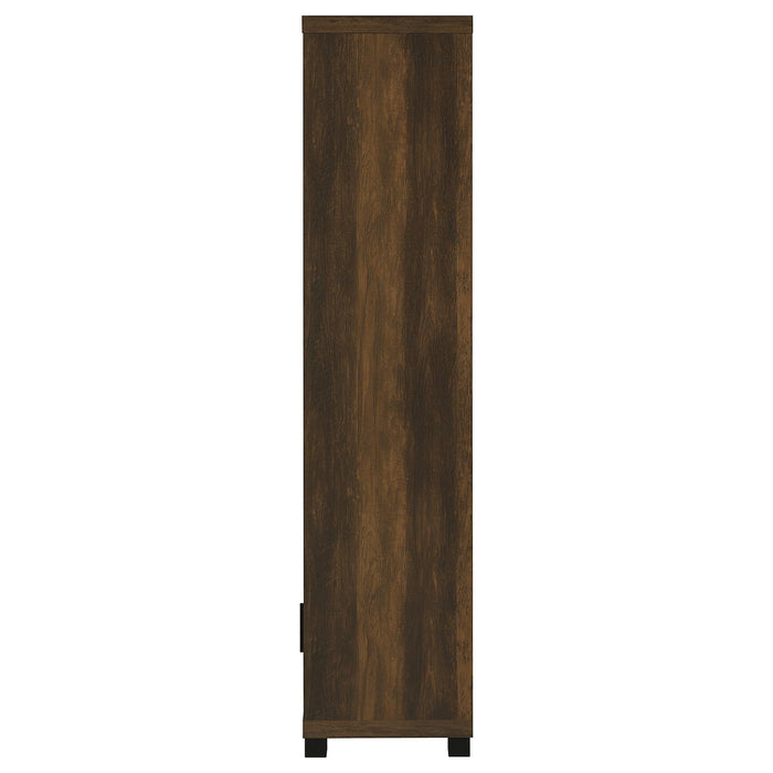 Dark pine Sachin 3-piece 79-inch TV entertainment center by CoasterEveryday with shelves and storage compartments.