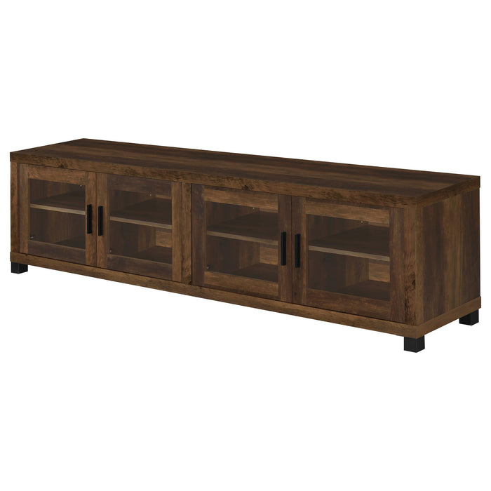 Dark pine 3-piece TV entertainment center by CoasterEveryday featuring shelves and storage for modern living rooms.