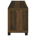 CoasterEveryday Sachin 3-piece 79-inch TV entertainment center in dark pine with shelves and storage compartments.