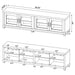 Dark pine 4-door engineered wood TV stand with a sleek design, featuring ample storage and modern style.