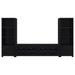 Black Sachin 3-piece entertainment center with 79-inch TV stand and storage shelves from CoasterEveryday furniture.