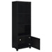CoasterEveryday Sachin 3-piece black entertainment center with a 79-inch TV stand, featuring modern furniture design and storage space.