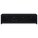 Black Sachin 3-piece entertainment center with 79-inch TV stand and storage shelves, designed by CoasterEveryday.