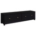 Black Sachin 3-piece entertainment center with 79-inch TV stand and matching furniture from CoasterEveryday, shown in a modern living room.