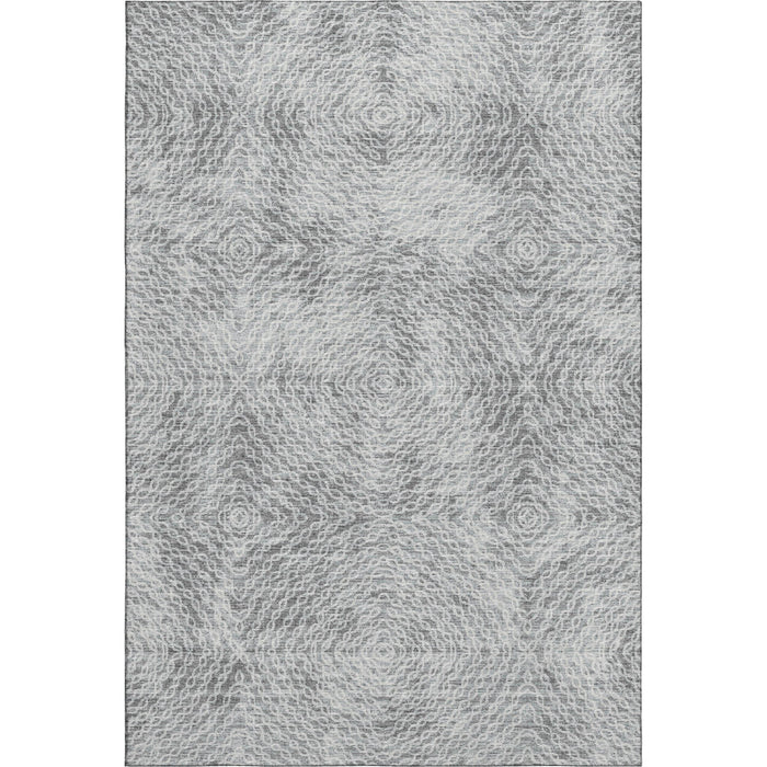 8' X 10' Geometric Washable Area Rug With UV Protection - Ash Gray And Charcoal