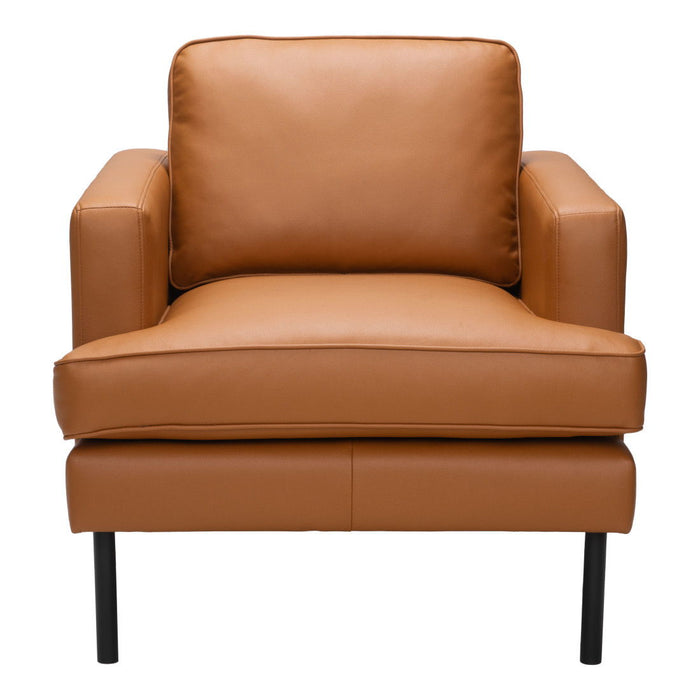 Faux Leather Upholstered Arm Chair - Brown / Black