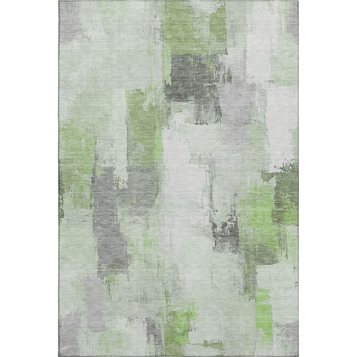 10' X 14' Abstract Washable Area Rug With UV Protection (709654) - Green / Gray / Ivory