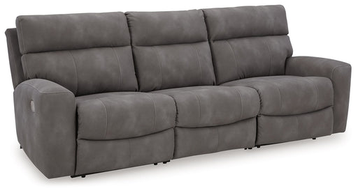 Signature Design by Ashley Next-Gen Durapella 3-piece reclining sectional with plush cushions and modern design in a neutral fabric.