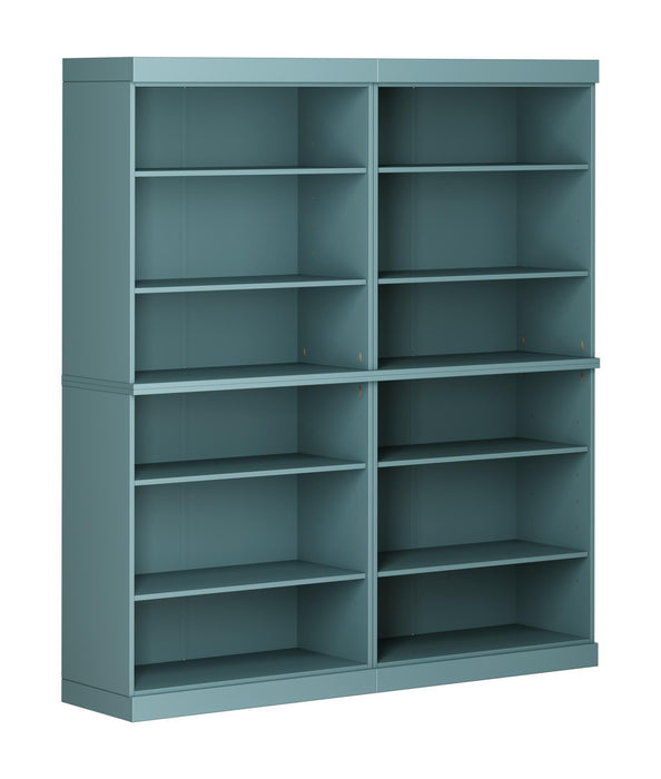 Adjustable Twelve Tier Library Bookcase - Aqua