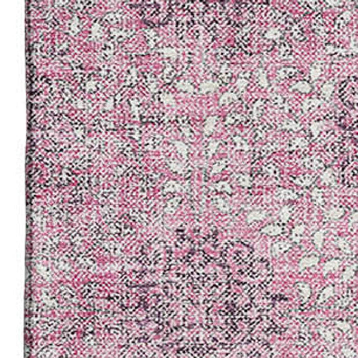 10' X 14' Damask Washable Area Rug With UV Protection (705983) - Pink / Gray