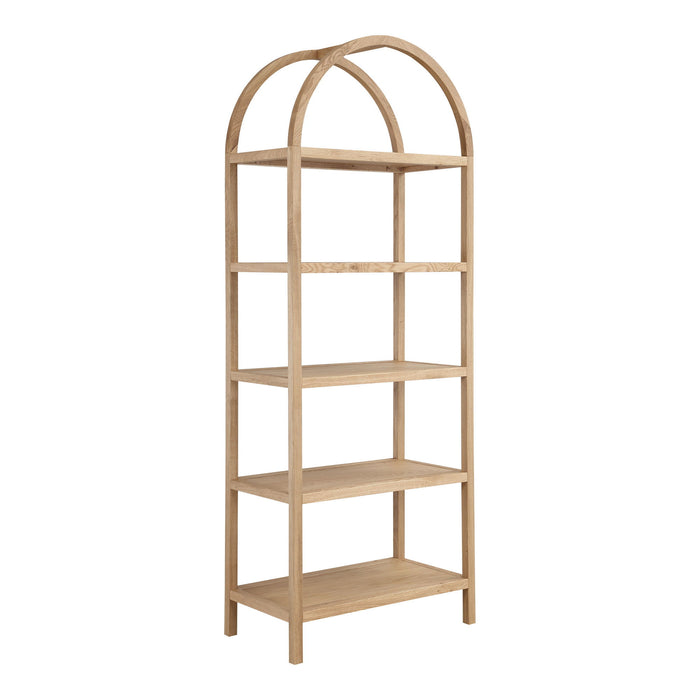 Five Tier Arched Top Bookcase - Natural